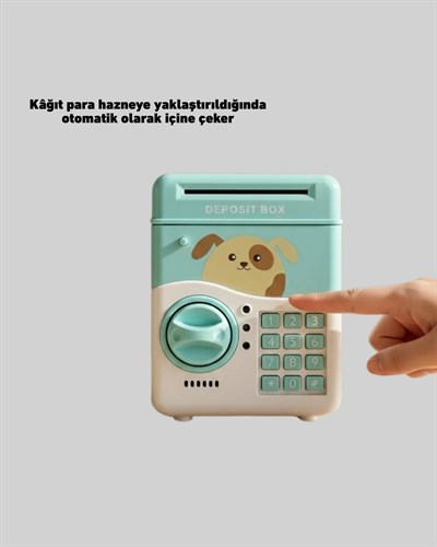 ATM Görünümlü Su Yeşili Otomatik Para Çeken Şifreli Kumbara