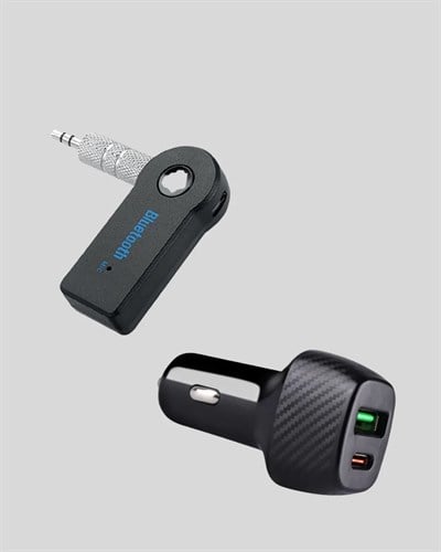 AUX Bluetooth Adaptör ve 38W Hızlı Araç Şarj Cihazı Seti