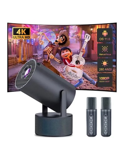 Akıllı Projeksiyon Cihazı Karaoke Mikrofonlu 1080P Android