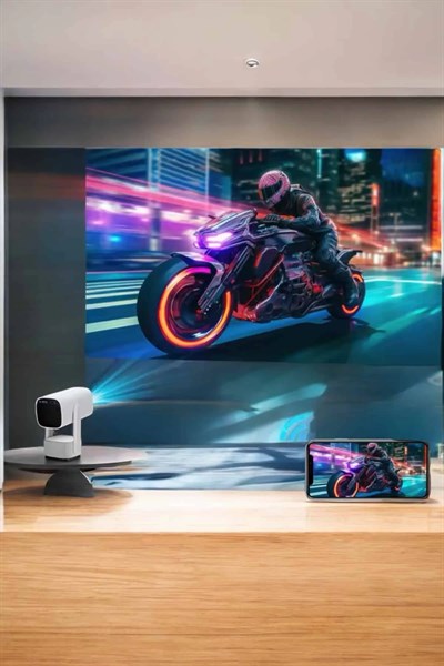 Akıllı Projeksiyon Powerbankli Taşınabilir Sinema Projektörü 4k HD Kaliteli