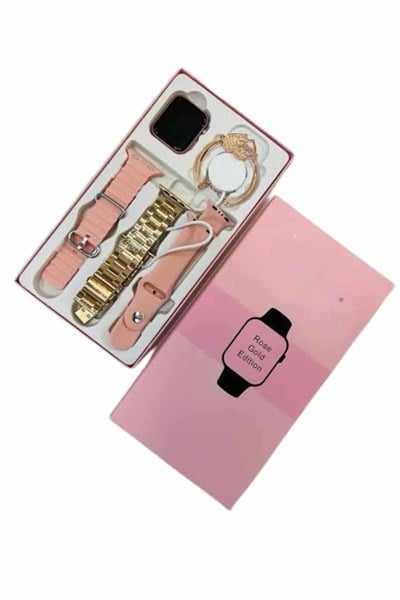 Akıllı Saat 3 Kordonlu Ve Aksesuarlı Bayanlar Için Şık Rose renk