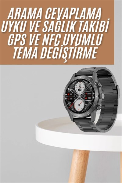 Akıllı Saat Çelik Kordon Çağrı Cevaplama Amoled Ekran Titreşimli Uyku ve Sağlık Takibi
