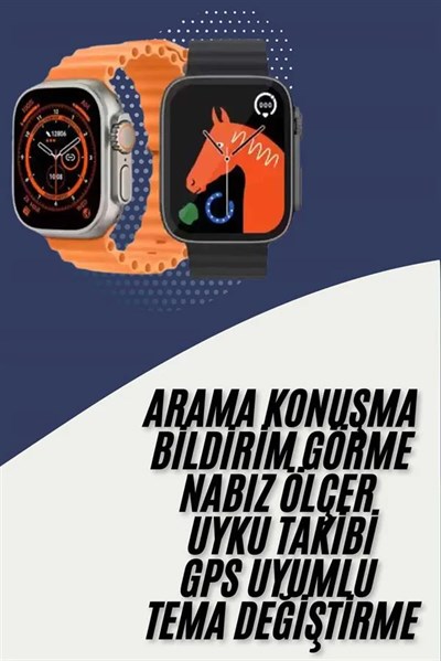 Akıllı Saat Kordon Hediyeli Güçlü Batarya Kapasiteli Titreşimli Bildirim Görme Unisex