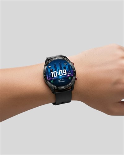Akıllı Saat Titanyum Kasa Yuvarlak Ekran Alarm Uyku ve Sağlık Takibi Titreşimli