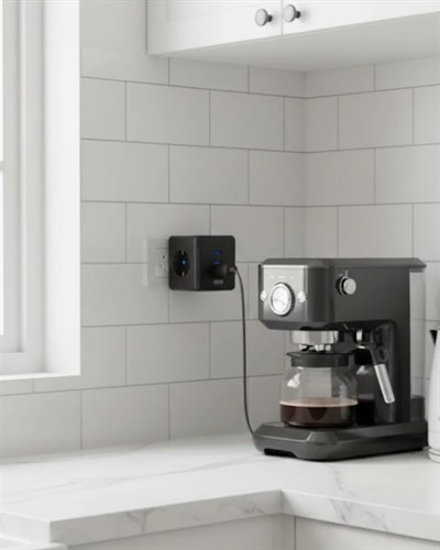 Akım ve Voltaj Korumalı Küp Priz 3 USB Destekli