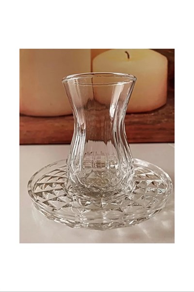 Alin Adela 6lı Cam Çay Tabağı Çay Tabak Altlığı ROYALEKS-RYG8030