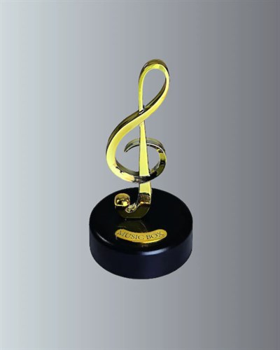 Altın Nota Sol Anahtarı Müzik Box Döner Mekanizmalı Hediyelik