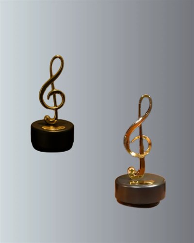 Altın Nota Sol Anahtarı Müzik Box Döner Mekanizmalı Hediyelik