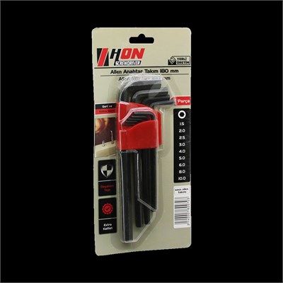 Alyan Anahtar Takımı 9lu Siyah Uzun 180 mm