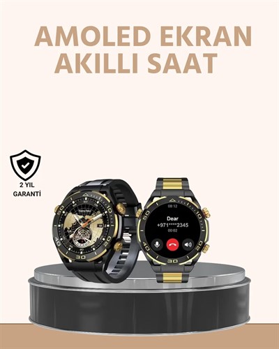 Amoled Ekran Akıllı Saat Uyku Nabız Adım Ölçer Su Geçirmez