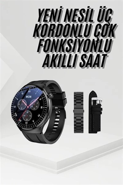 Amoled Ekran Metal Deri Silikon Kordonlu Uyku ve Sağlık Takibi