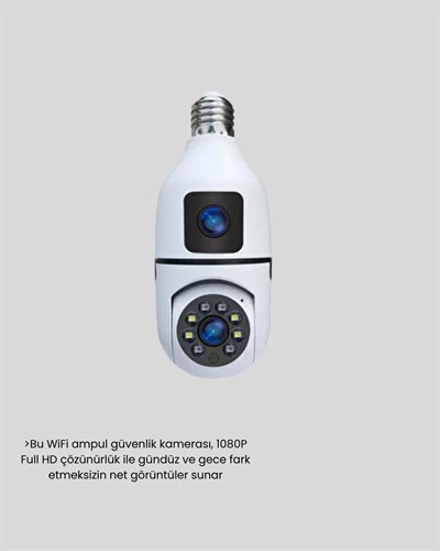 Ampul Tipi WiFi Kamera 2MP Lensli Full HD Görüntü ve Akıllı Hareket Algılama