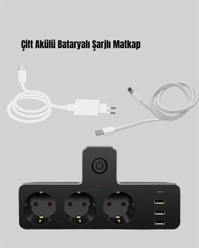 Anahtarlı Çoklu Priz 3 USB 1 Type-C Hızlı Şarj Destekli