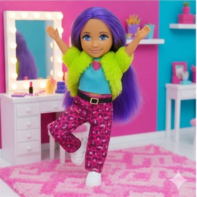 Ankiki Moda İkonu Bebek Figür 13 cm - Mor Saçlı Hip-Hop Rüzgarı