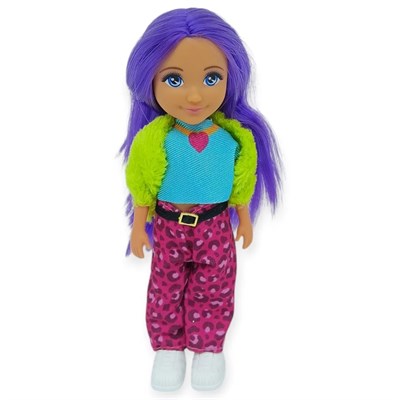 Ankiki Moda İkonu Bebek Figür 13 cm - Mor Saçlı Hip-Hop Rüzgarı