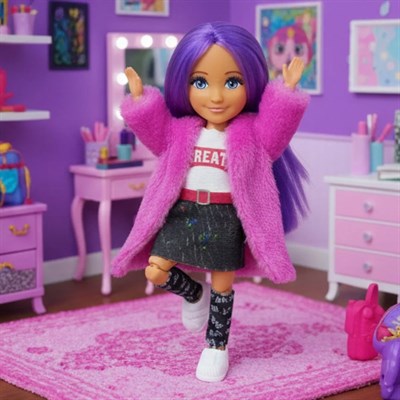 Ankiki Moda İkonu Bebek Figür 13 cm - Mor Saçlı 