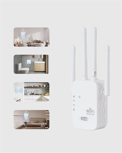 Antenli WiFi Repeater 300m2 Kapsama Alanı WPA3 Güvenlikli