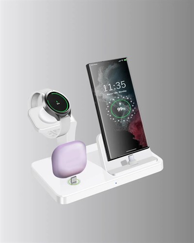 Apple Uyumlu Kablosuz Şarj İstasyonu 4 Cihaz Destekli ve Hızlı Şarjlı