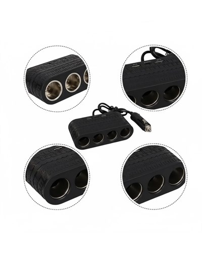 Araç Çakmak Çoklayıcı 4 Çıkışlı 2 USB ve Type C Girişli Çok Fonksiyonlu Şarj Ünitesi