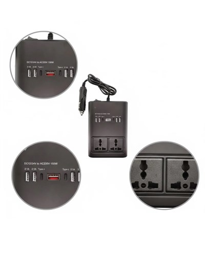 Araç Elektrik Dönüştürücü Çoklu USB Çıkışlı 150W İnvertör