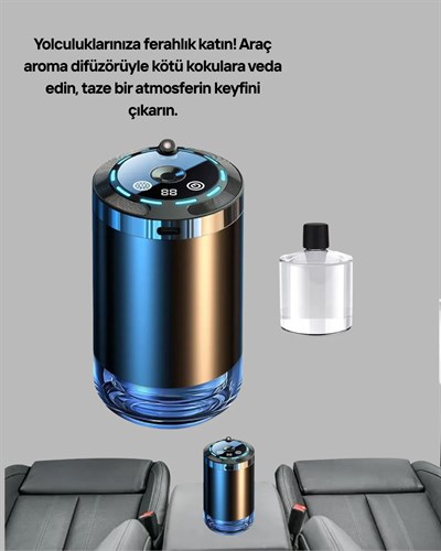 Araç İçi Difüzör Nemlendirici ve Aromaterapi Özellikli