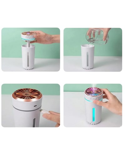 Araç İçi Hava Nemlendirici 5 Esans Hediyeli LED Işıklı USB Buhar Makinesi