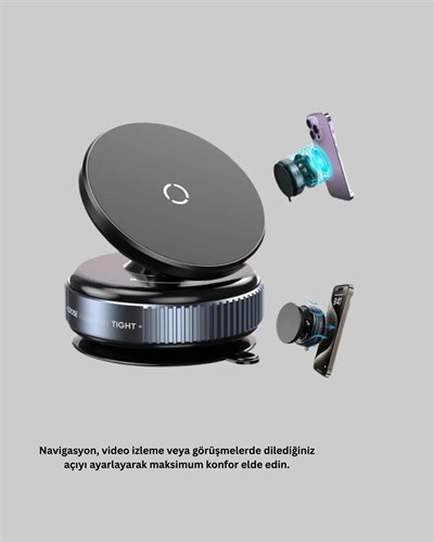 Araç İçi Manyetik Telefon Tutucu 360° Döner Vakumlu Stand