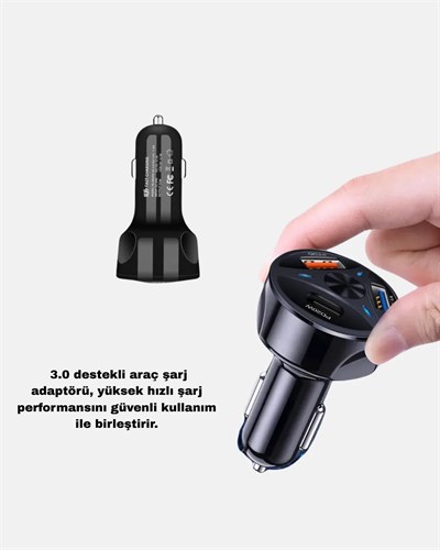 Araç İçi Telefon Tutucu + Quick Charge 3.0 Araç Şarj Cihazı Seti