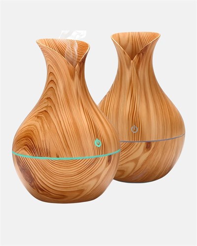 Aromaterapi Difüzör Ahşap Desenli ve Ultrasonik Nemlendirici LED Işıklı