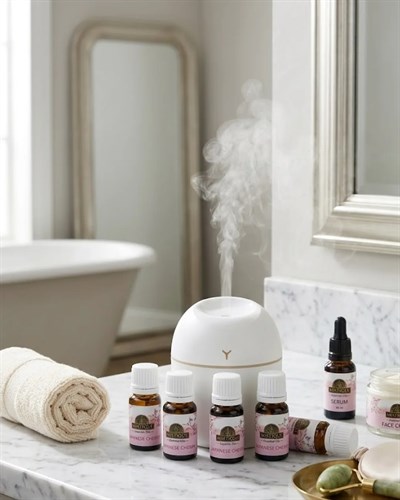 Aromaterapi Hava Nemlendirici USB Çalışan Sessiz LED Işıklı Cihaz 5 Esans Hediyeli