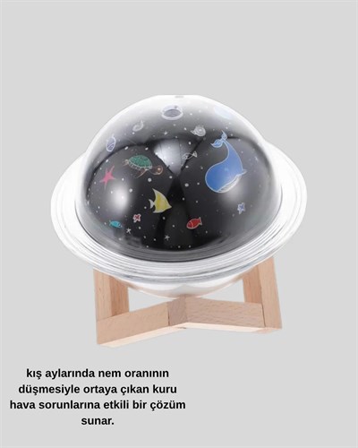 Aromaterapili USB Hava Nemlendirici – Projeksiyon Işıklı, Sessiz ve Şık Tasarım