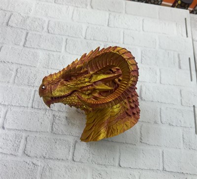 Asil Tasarım Gold–Red Ejderha Heykeli Hediyelik Fantastik Dekor