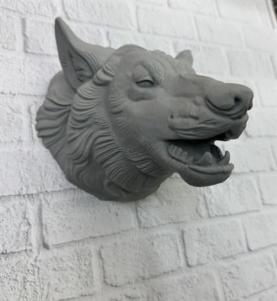 Asılabilir Gri Kurt Heykeli Ev Ofis Duvar Süslemesi Dekoratif