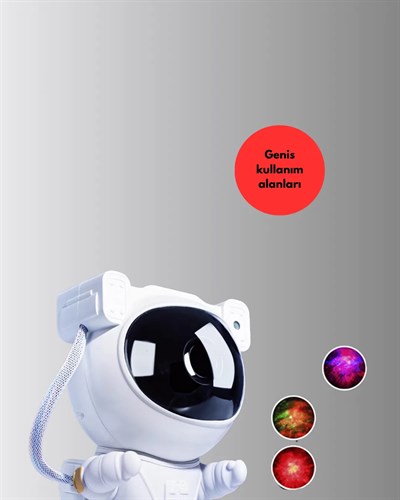 Astronot Şekilli Galaxy Projeksiyon Lambası Nebula Efektli Dekoratif Lamba