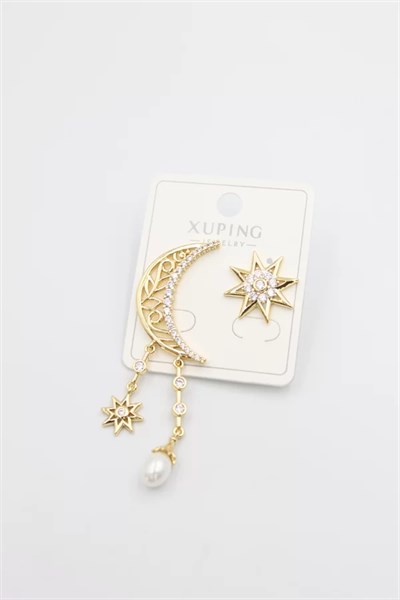 Ay Yıldız Küpe - Altın