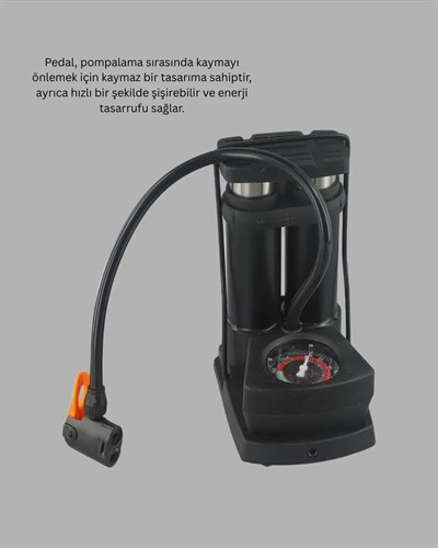 Ayaklı Bisiklet Pompası Basınç Göstergeli Çok Amaçlı
