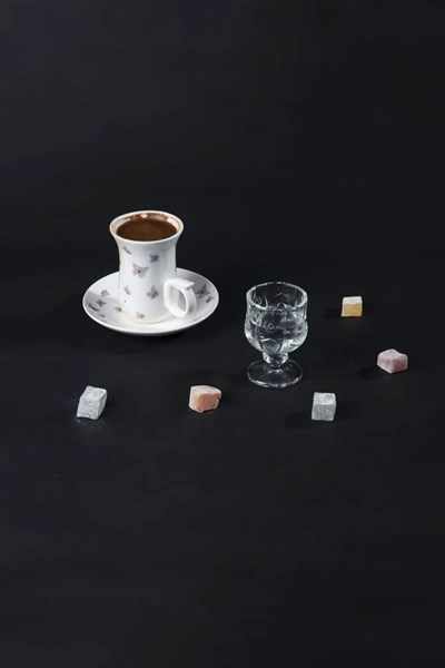 Ayaklı Kahve Yanı Bardağı Kristal Kesim Shot Bardak 7cm x 4 cm 6 Lı Set