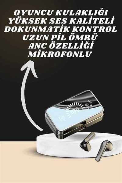 Aynalı Bluetooth Kulaklık ve 7 Kordonlu Akıllı Saat Dijital Göstergeli Uzun Pil Ömrü