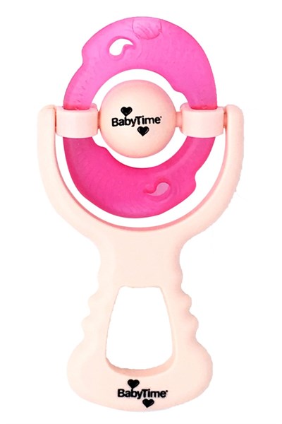 Baby Time Çıngıraklı Sulu Diş Kaşıyıcı - Pembe