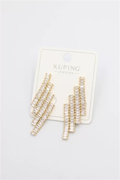 Baget Taşlı Küpe - Altın