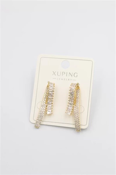 Baget Taşlı Küpe - Altın