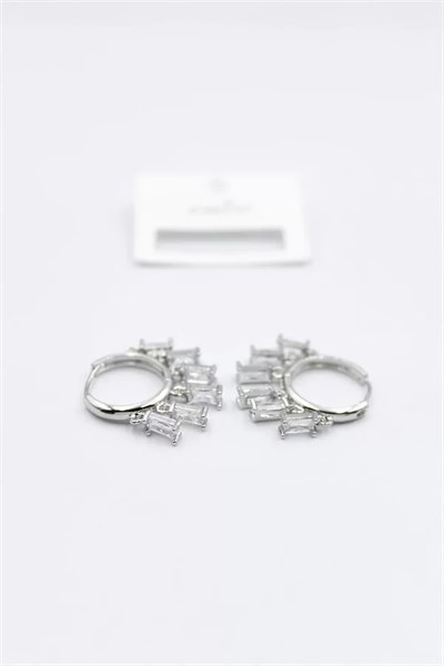 Baget Taşlı Shakira Küpe - Gümüş