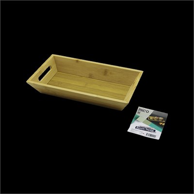 Bambu Dikdörtgen Sunum Tepsisi 16x30x4.5 cm (Çift Kulplu)