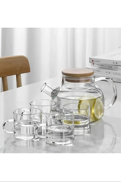 Bambu Kapaklı Borosilikat Cam Demlik 1000ml Royaleks-CM-2000