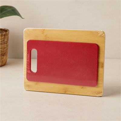 Bambu ve Plastik Kesme Tahtası 2li Set (22x28 & 15x25 cm)