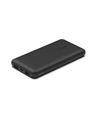 Belkin 10K Power Bank + USB-C 15W, Çift USB-A, 15cm USB-A - C Kablo, Siyah