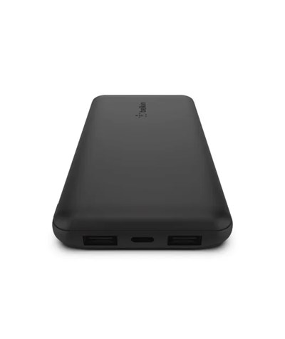 Belkin 10K Power Bank + USB-C 15W, Çift USB-A, 15cm USB-A - C Kablo, Siyah
