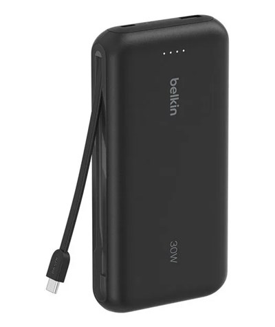 Belkin BPB024 BoostCharge 20K 30W Entegre USB-C Kablolu Powerbank - Siyah