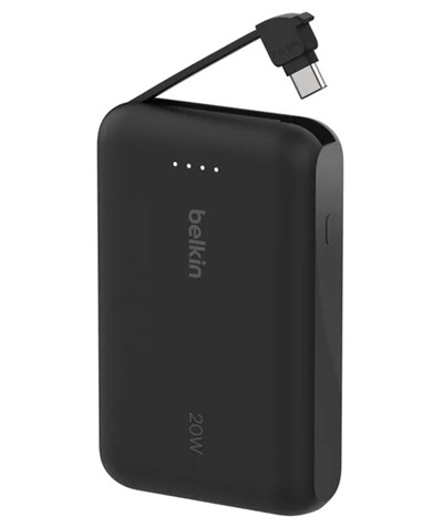 Belkin BoostCharge 10000mAh 20W Power Bank Entegre USB-C Kablolu - Siyah