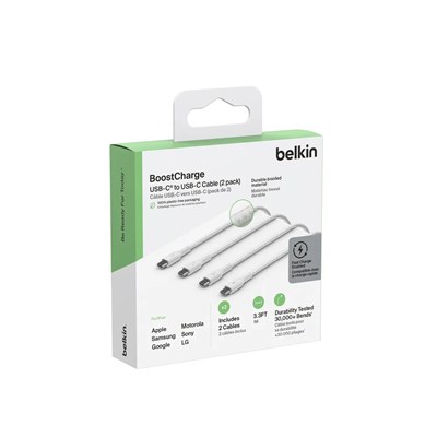 Belkin CAB004 60W Örgülü  USB-Cden USB-Cye 1m Kablo -Beyaz